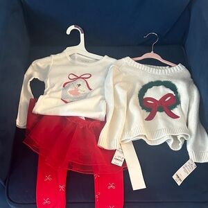 Carter's White & Red Holiday Girls Matching Set